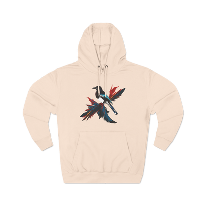 Hand-drawn Alaska Native inspired magpie hoodie — original Indigenous wildlife design