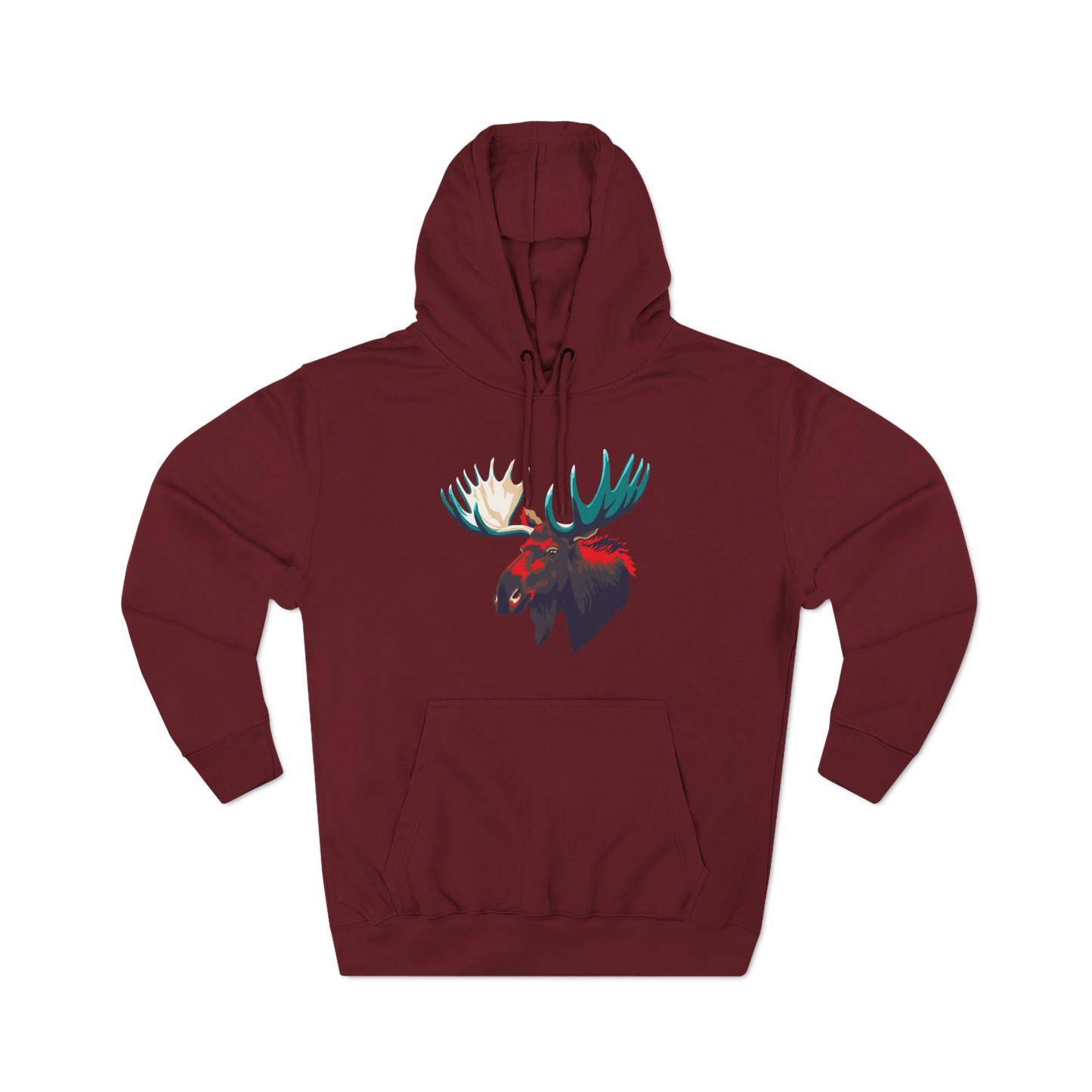 Hand-drawn Alaska Native inspired moose hoodie — original Indigenous wildlife design