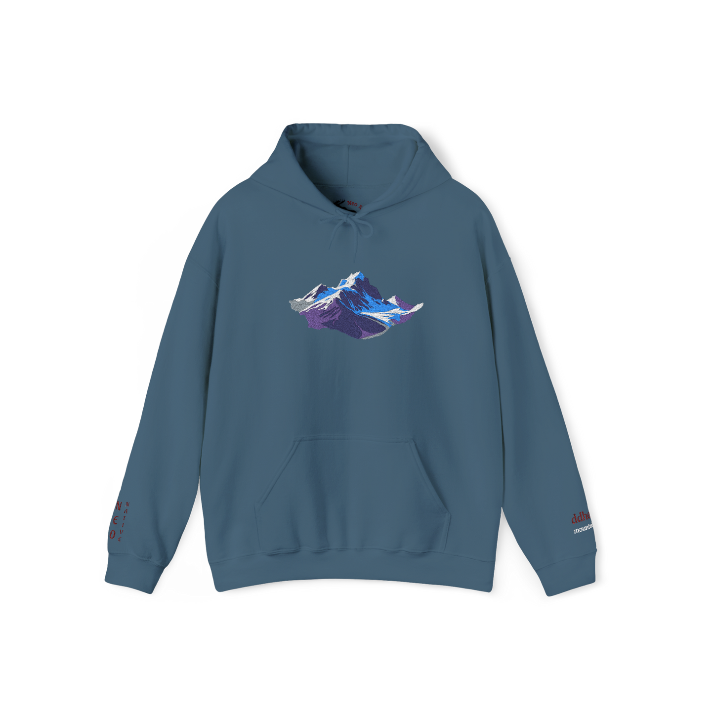 Hand-drawn Alaska Native inspired mountain hoodie — original Indigenous wildlife design
