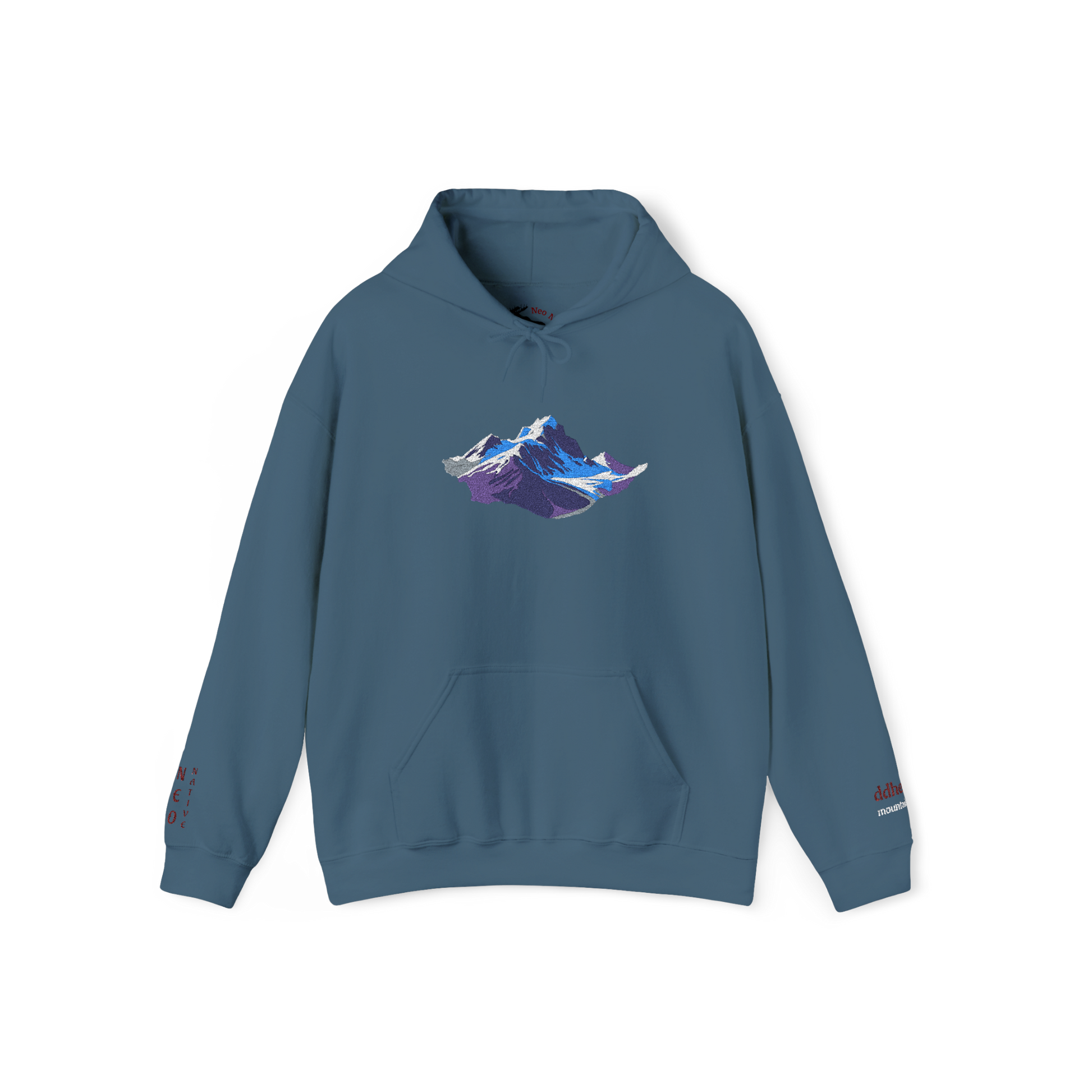 Hand-drawn Alaska Native inspired mountain hoodie — original Indigenous wildlife design