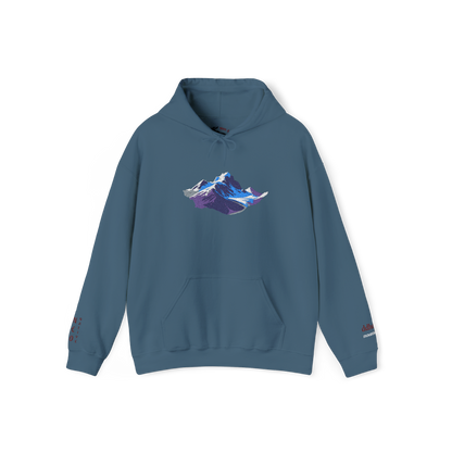 Hand-drawn Alaska Native inspired mountain hoodie — original Indigenous wildlife design