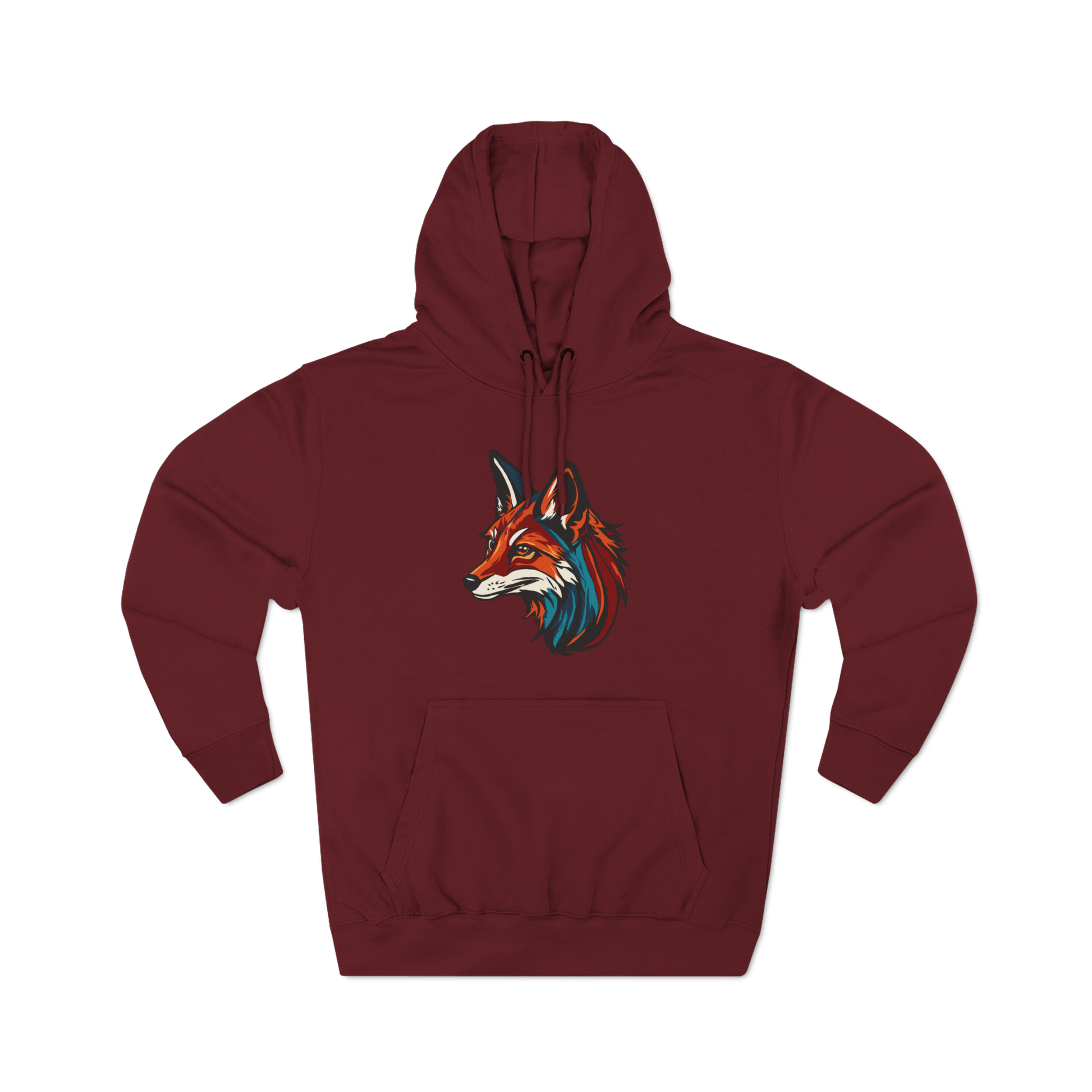 Hand-drawn Alaska Native inspired red fox hoodie — original Indigenous wildlife design