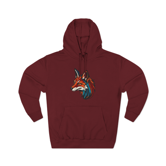 Hand-drawn Alaska Native inspired red fox hoodie — original Indigenous wildlife design
