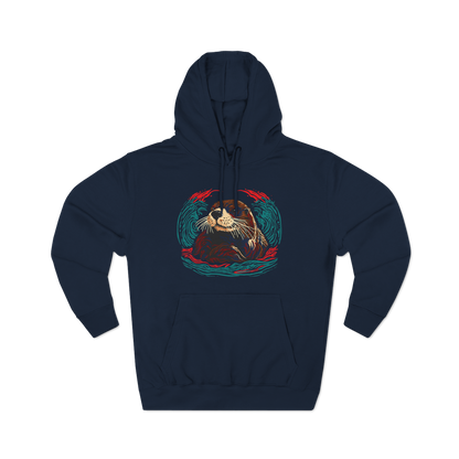 Hand-drawn Alaska Native inspired sea otter hoodie — original Indigenous wildlife design