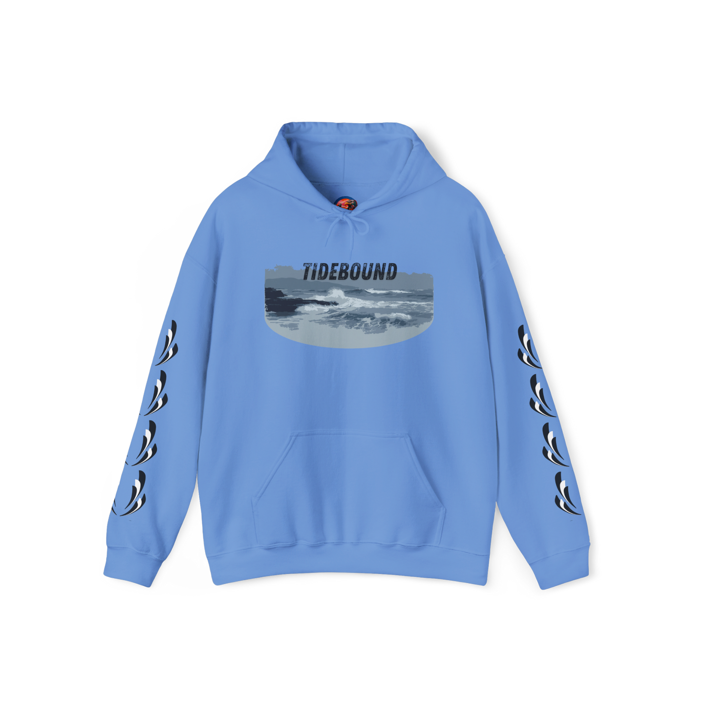 Hand-drawn Tidebound design hoodie inspired by Alaska Native art traditions