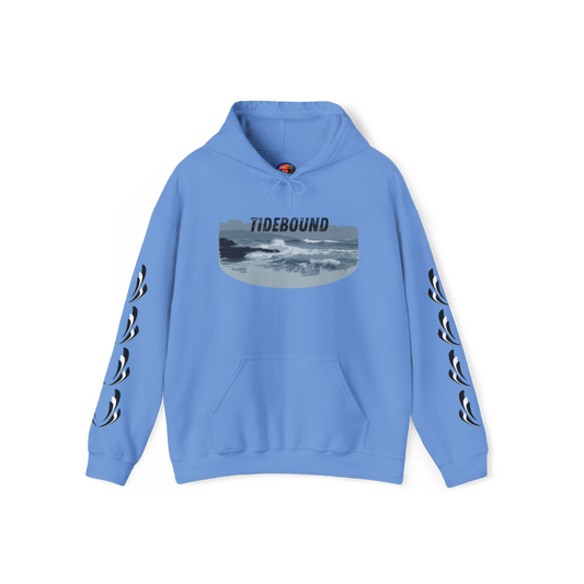 Hand-drawn Tidebound design hoodie inspired by Alaska Native art traditions