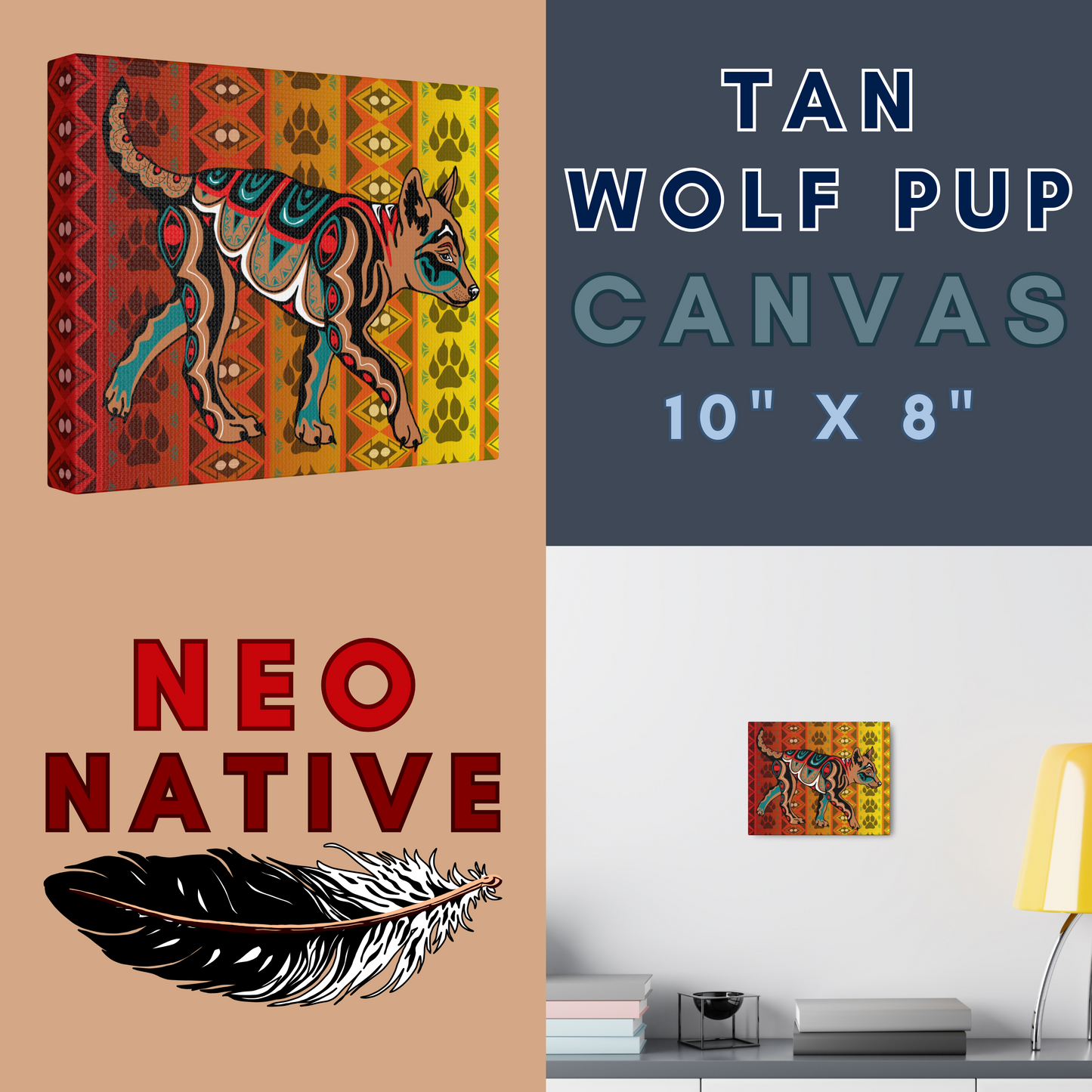 Tan Wolf Pup Canvas