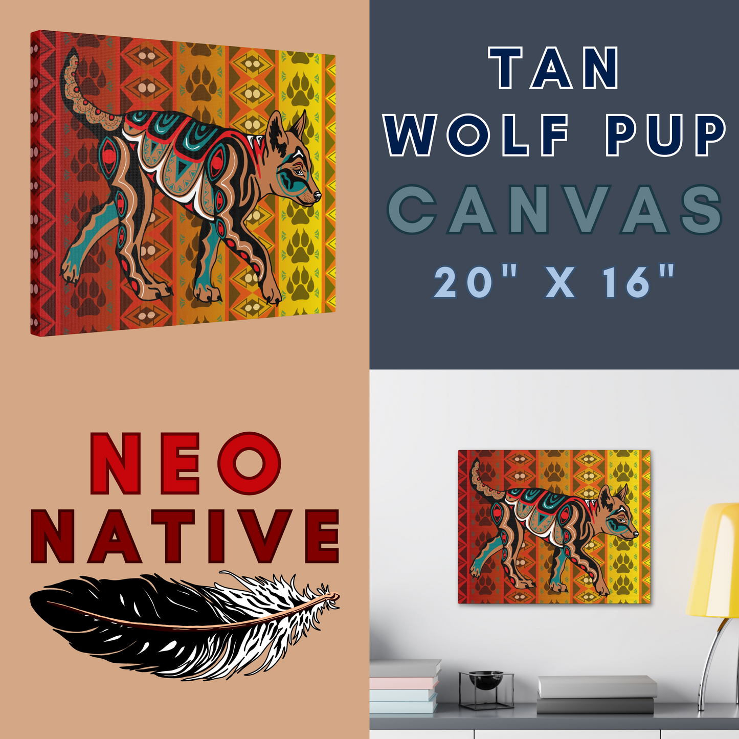 Tan Wolf Pup Canvas