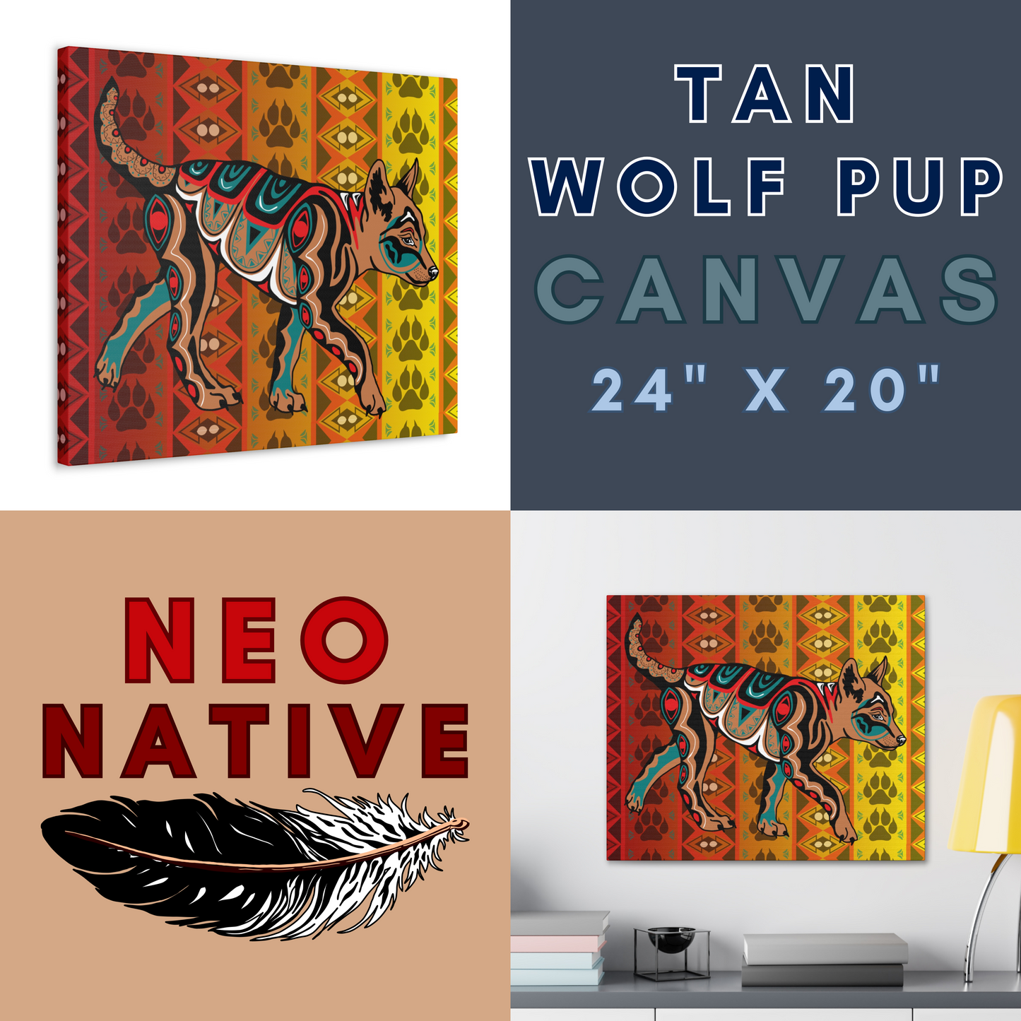 Tan Wolf Pup Canvas