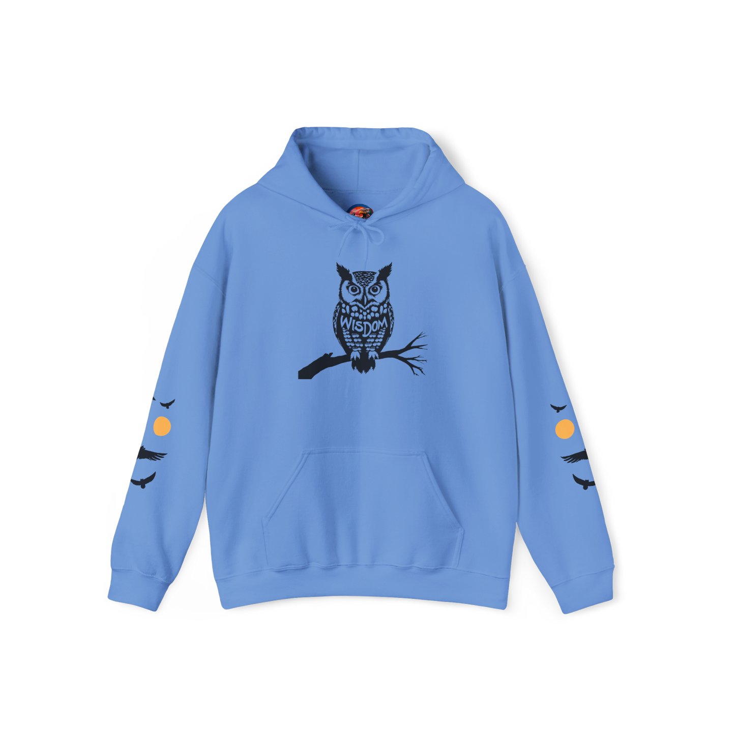 Hand-drawn 'Wisdom' word art hoodie inspired by Alaska Native design traditions
