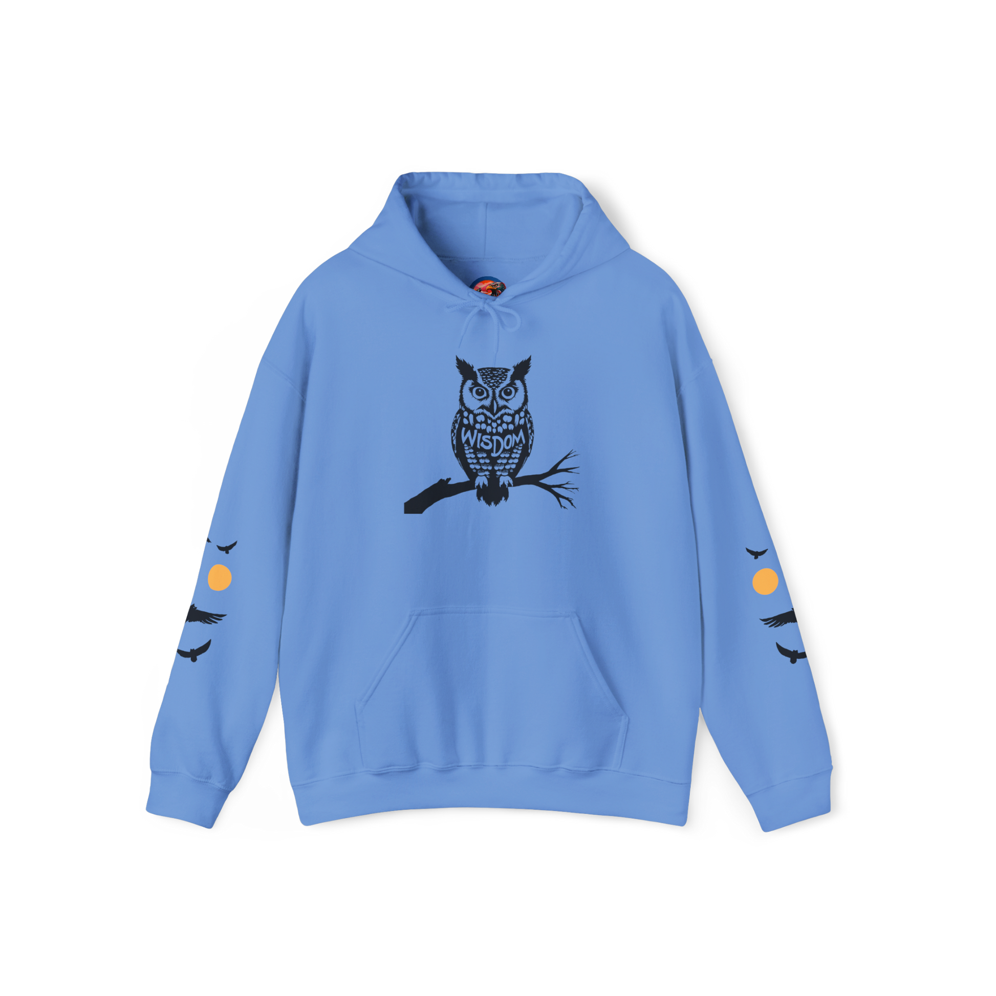Hand-drawn 'Wisdom' word art hoodie inspired by Alaska Native design traditions