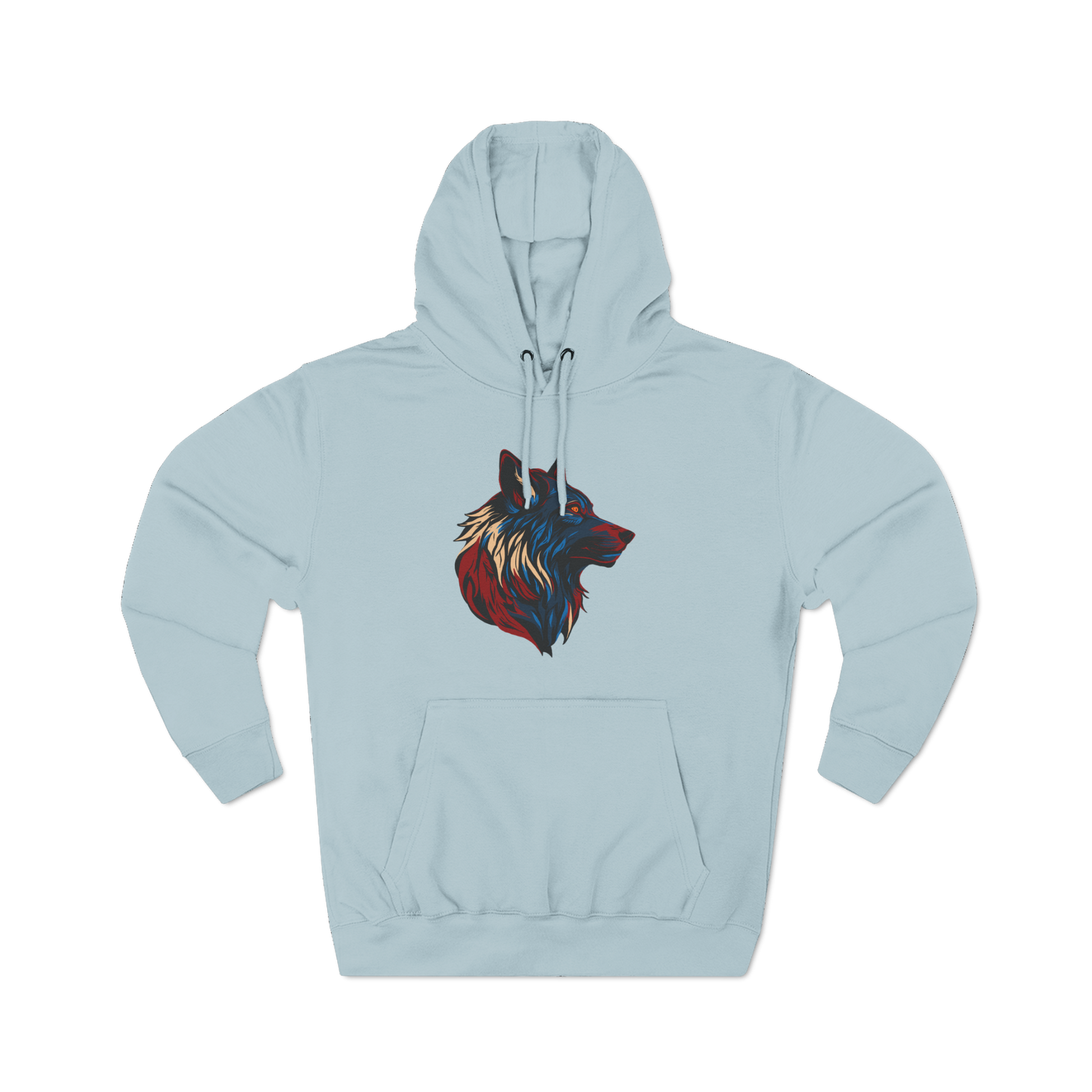 Hand-drawn Alaska Native inspired wolf hoodie — original Indigenous wildlife design