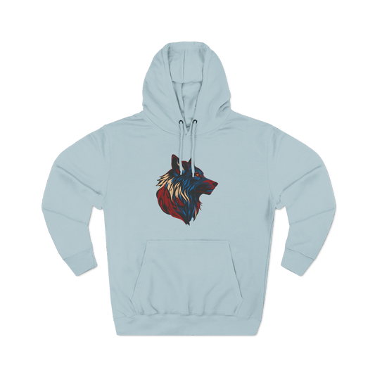 Hand-drawn Alaska Native inspired wolf hoodie — original Indigenous wildlife design