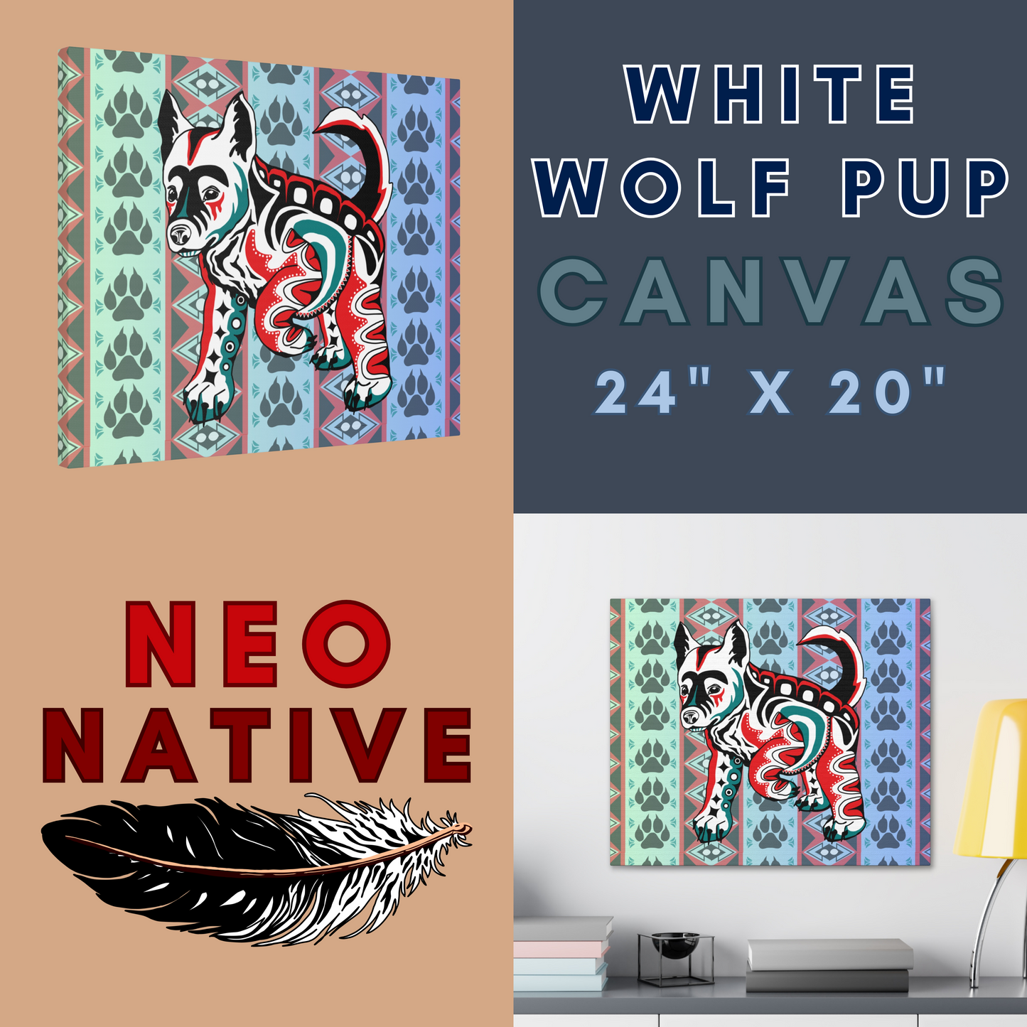 White Wolf Pup Canvas
